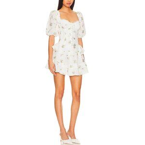 NWOT FOR LOVE AND LEMONS KINSLEY EYELET EMBROIDERED WHITE MINI DRESS SIZE S